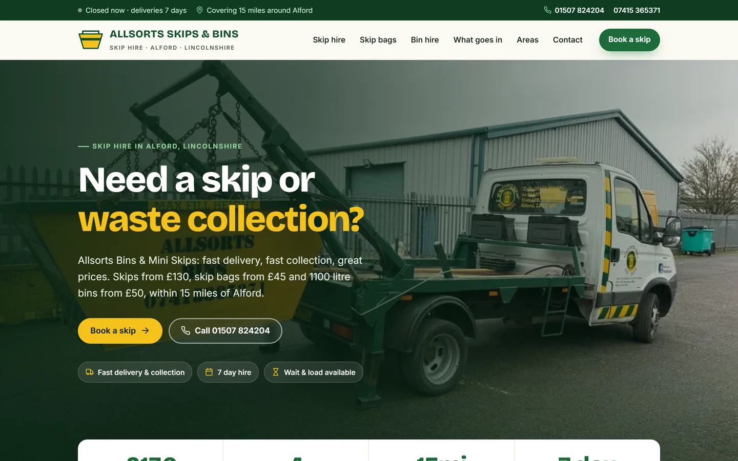 Allsorts Skips & Bins website
