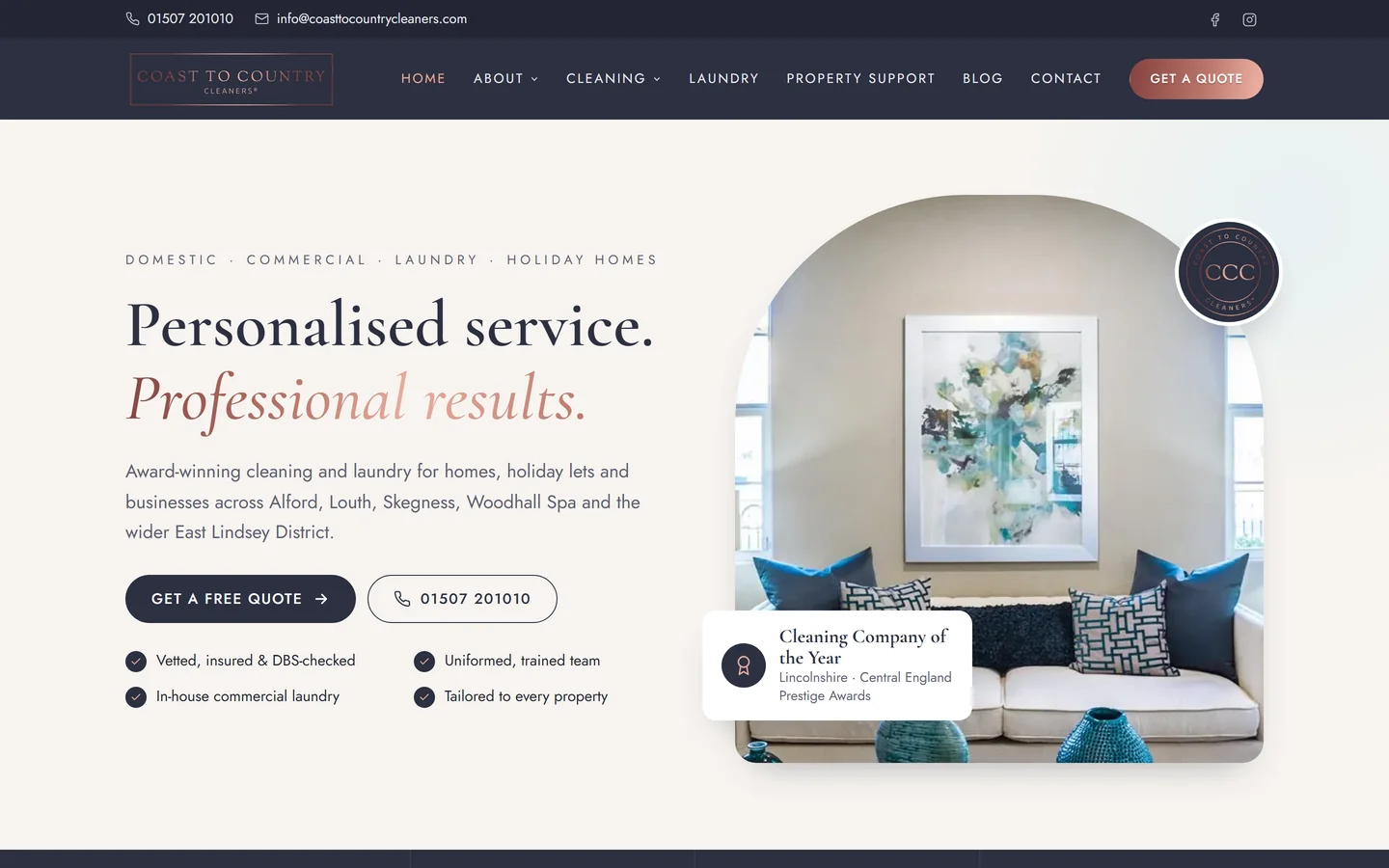 Coast To Country Cleaners website